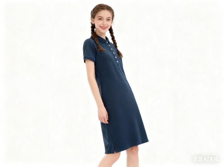New arrival! Women's single-quality piqué breathable pure cotton long dress. The design features buttonhole check pattern.